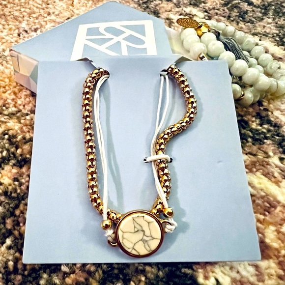 AMELIA RUE || Cora 4-Piece Bracelet Set in Cyan/Gray + Gold ⭐️NEW IN BOX⭐️ - Picture 3 of 7